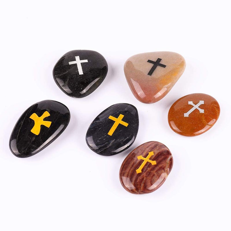 ROCKIMPACT 100PCS Cross Engraved Rocks Inspirational Stones Clinging Cross Heavenly Blessings Gifts Faith Stones Novelty Gratitude Rocks Healing Prayer Stones Encouragement Rocks Wholesale, 2"-3" ea - Image 5